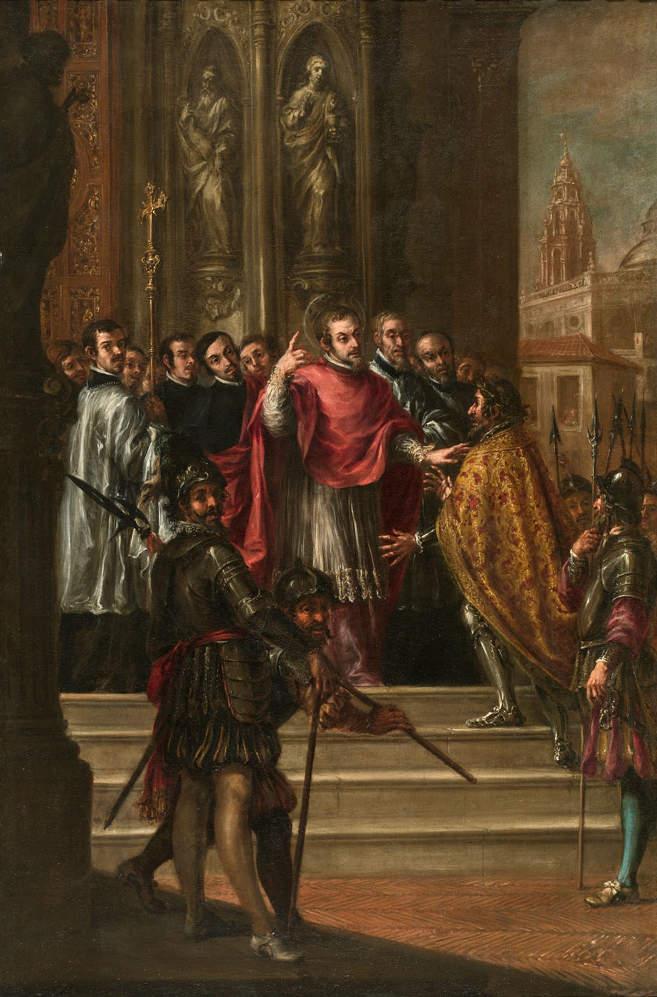 Juan de Valdés Leal. San Ambrosio niega a Teodosio la entrada al templo. Hacia 1673. Museo Nacional del Prado. Madrid.