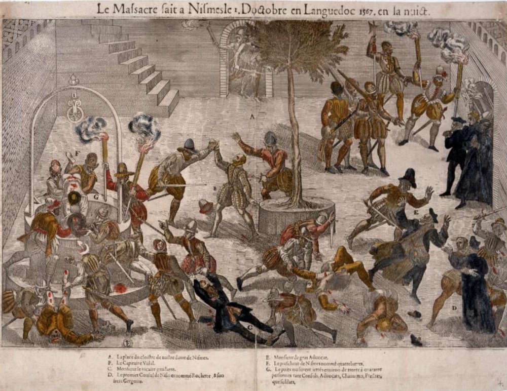 Jean Perrissin. La masacre de la población católica en Nimes en octubre de 1567. 1569-1570. British Museum.