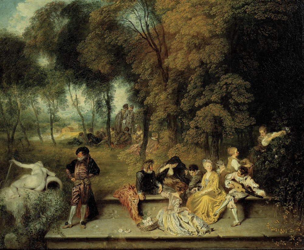 Antoine Watteau. Los placeres del amor. 1718-1719. Gemäldegalerie Alte Meister. Dresden.