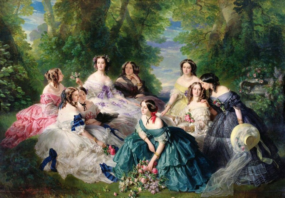 Franz Xaver Winterhalter. La emperatriz Eugenia rodeada de sus damas de honor. 1855. Palacio de Compiègne.