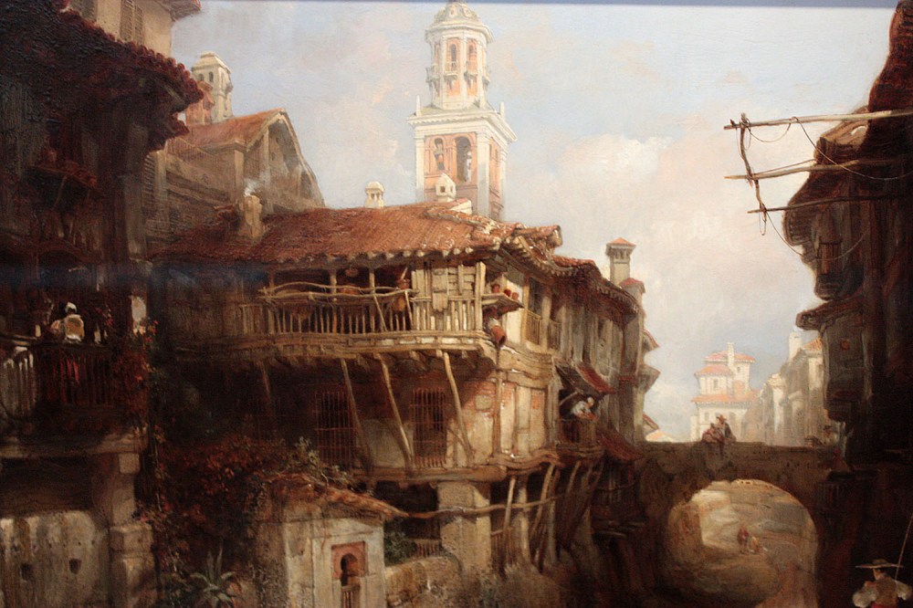 David Roberts. Edificios antiguos en el Darro, Granada. 1834.