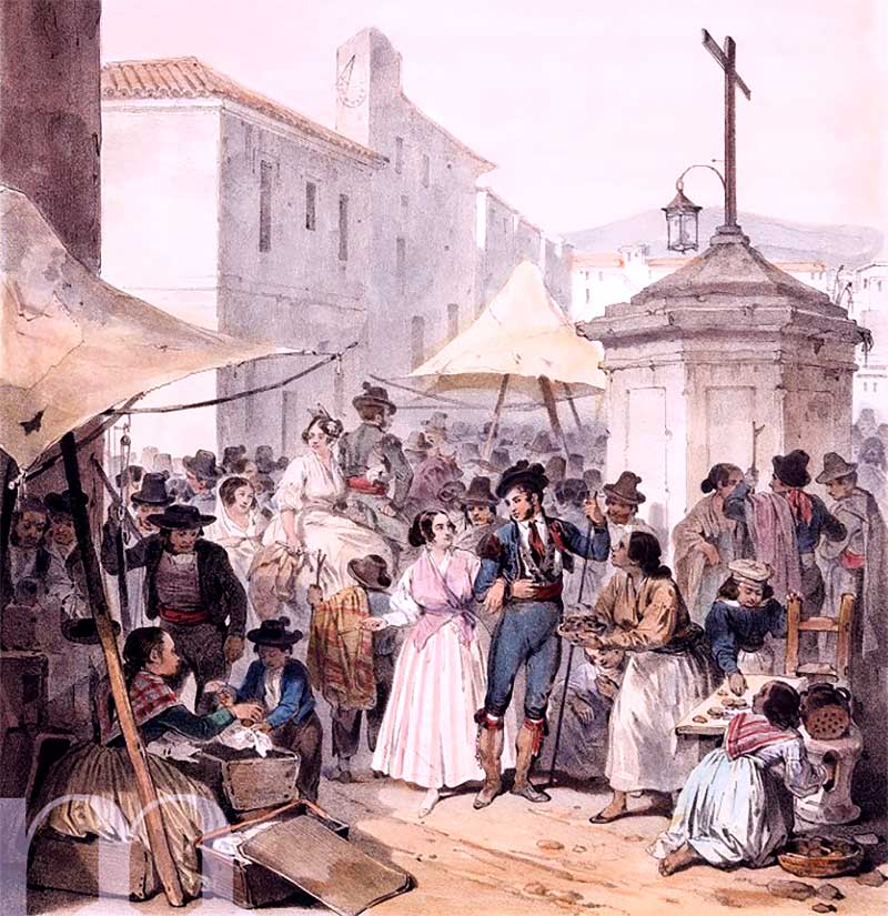 José Domínguez Bécquer. Genaro Perez Villamil. La Feria de Mairena (del Alcor). España Artística y Monumental. 1844. Museo de Bellas Artes de Sevilla.