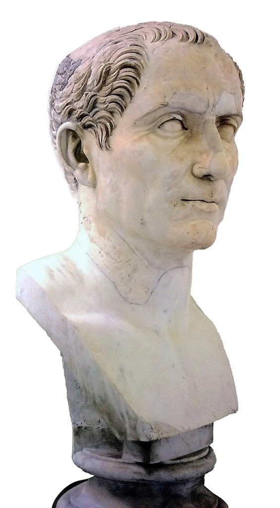 Julio César. Hacia el año 100-44 a. C. Busto (muy restaurado) que perteneció a la Colección Farnesio. Museo Arqueológico Nacional. Nápoles
