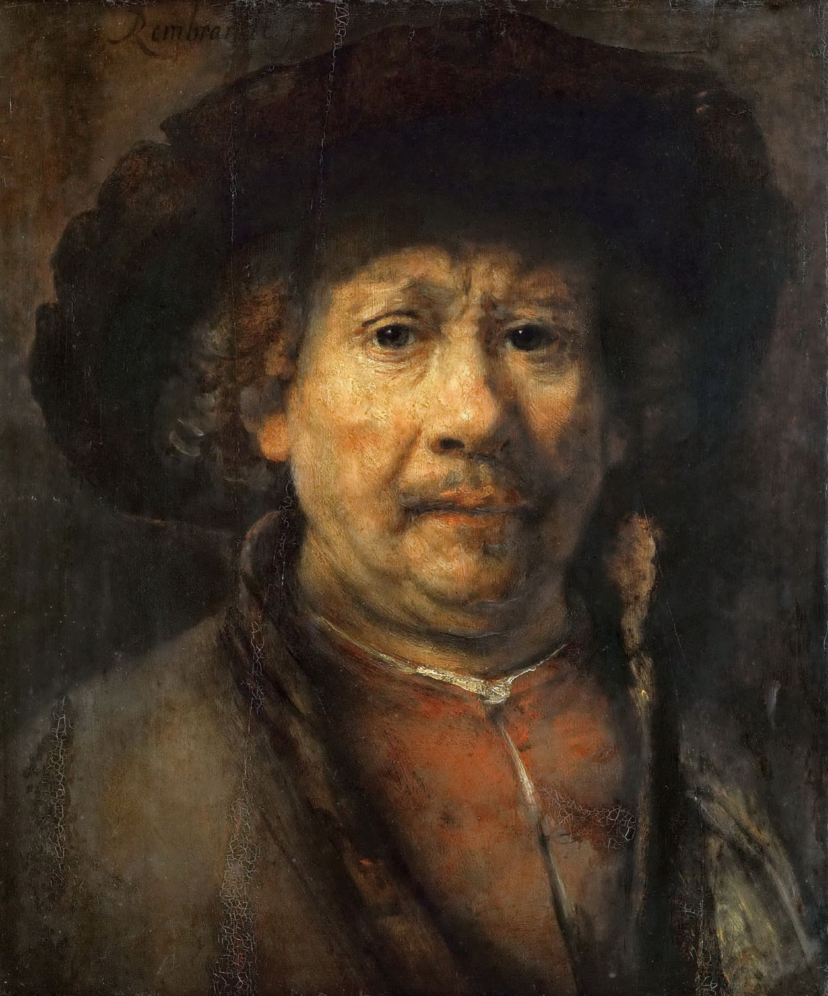 Rembrand. Autorretrato con boina. Hacia 1665.  Kunsthistorisches Museum. Viena.