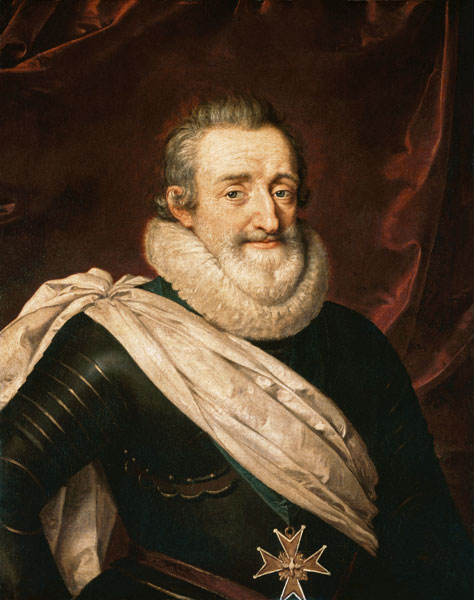 Frans Pourbus el joven. Enrique IV de Francia. Retrato de busto del rey Enrique IV con el estandarte blanco y la cruz de la Orden del Espíritu Santo. Despues de 1622. Palacio de Versalles