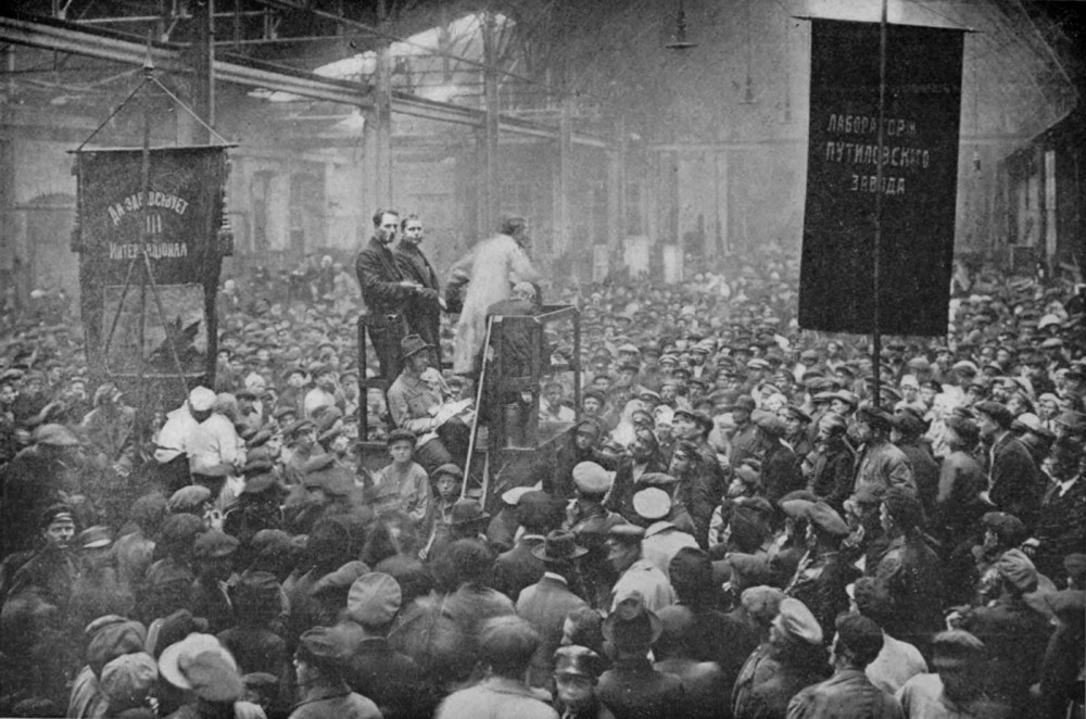 Reunión política en la fábrica Putilov